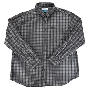 Columbia Sportswear XXL Plaid Button Up Shirt Long Sleeve Gray Outdoor Hiking